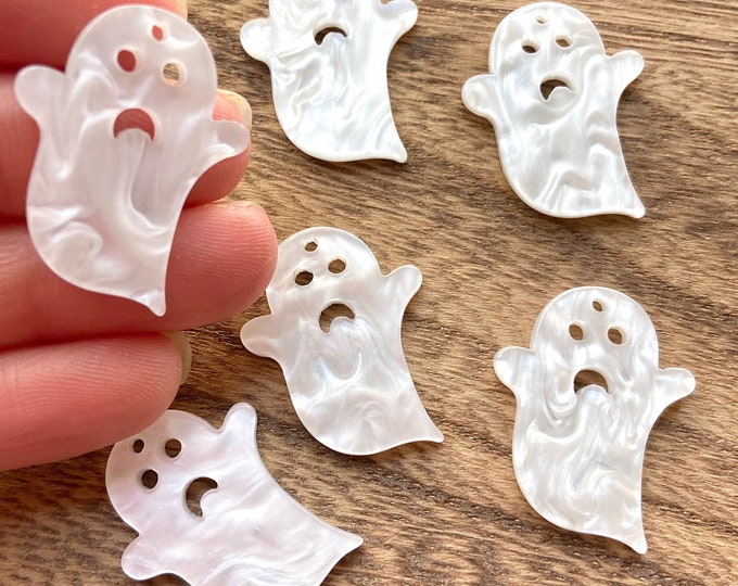 Clearance 10pcs Acrylic 28mm or 1.1” Halloween Ghost Earring Charm Charms Bead Beads with Connector Loop Hole
