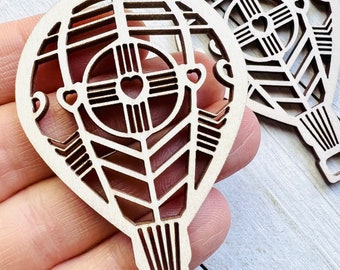 6pc to 24pc Unfinished Wood Zia New Mexico Hot Air Balloon Symbol Hanging Charm Ornament Earrings Jewelry Blanks Shape Crafts Made in Texas