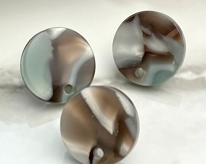 12 Acrylic 14mm Round Stud Post Gray Mix Earrings & Backs Connector Loop Holes Dangle Style Earring Findings Jewelry Making