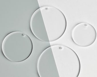 Bulk (2-24pcs) Clear Acrylic Round Circle Disc Blanks Great for Jewelry, Keychains, Badge Reel Acrylic Blanks, DIY Acrylic Craft Blanks