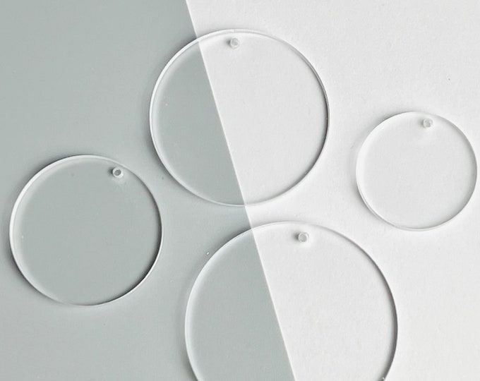 Bulk (2-24pcs) Clear Acrylic Round Circle Disc Blanks Great for Jewelry, Keychains, Badge Reel Acrylic Blanks, DIY Acrylic Craft Blanks