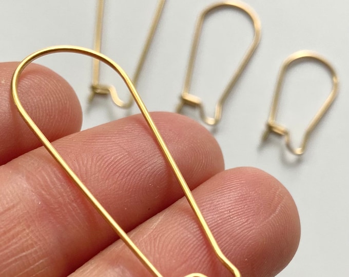 12 Stainless Steel 18k Gold Plated Kidney French Fish Hooks Hook Ear Wires Great for Wood Earrings Earring Jewelry Wires Making Craft