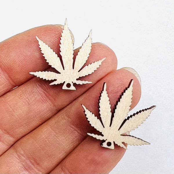 BULK (12pc or 24pc) Unfinished Wood Marijuana Cannabis Hemp Pot Leaf  Cutout Hanging Dangle Earring Jewelry Blanks Shape Made in Texas