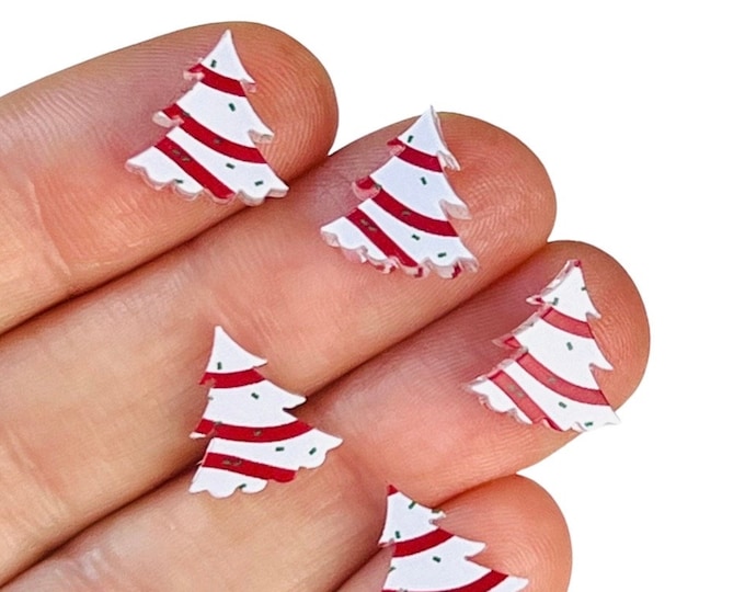 Cake Pattern Acrylic Christmas Tree Stud Earring Blanks , DIY Jewelry Making, Earring Making Supplies