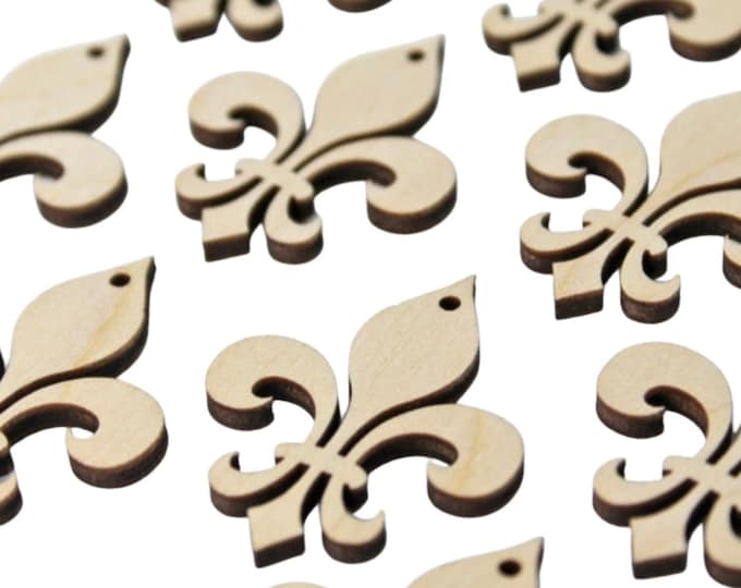 ALL SIZES BULK (12pc to 100pc) Unfinished Wood Laser Cutout Fleur de Lis Dangle Earring Jewelry Blanks Shape Crafts Made in Texas