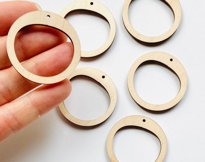 BULK (12pc to 100pc) Unfinished Wood Flattened Hoop Cutout Dangle Earrings Jewelry Blanks Shape Crafts Texas Made