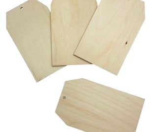 6-Pack TAGS  with/without Holes Unfinished Wood Cutout DIY Crafts Door Hanger Ready to Paint Cut Out Birch Plywood All Sizes