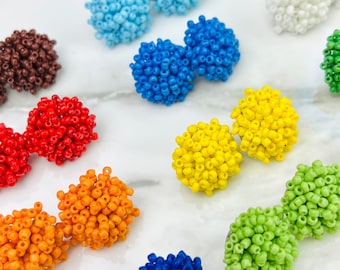 20mm Seed Bead Earring Toppers Stainless Steel Post & Backs w/Connector Loop Holes Earring Making Supplies