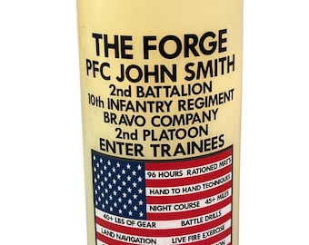 Ships Fast from Texas! Personalized The Forge LED Flameless Flickering Prayer Candle with Name, Battalion, Company, and Platoon +