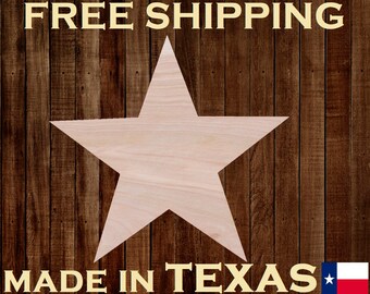 Texas Star Unfinished Wood Shape Cut Out Variety Sizes USA Made Western Theme 