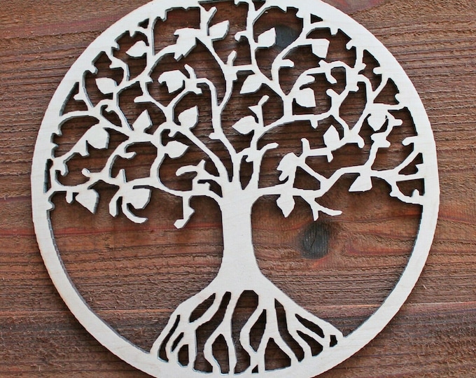 Tree of Life w/Leaves Unfinished Wood Cutout Cut out Shape Ready to Paint Various Sizes