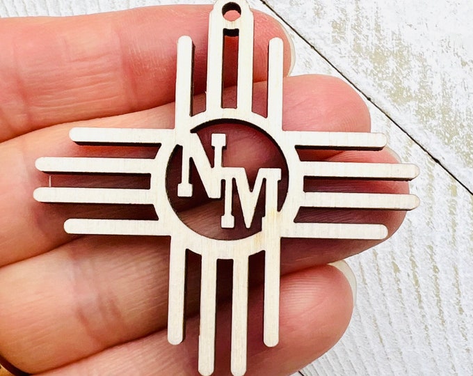 12pc to 24pc Unfinished Wood Zia Sign New Mexico Sun Symbol Earrings Cutout Hanging Charm Jewelry Blanks Shape Crafts Made in Texas