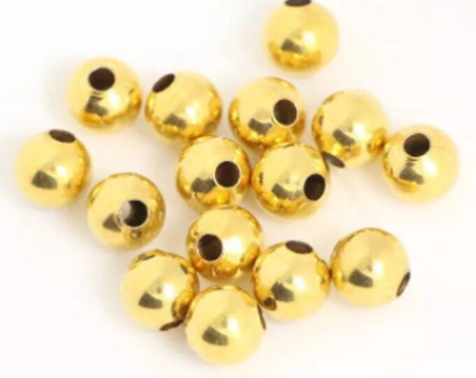 12 Gold Plated Sterling Silver Spacer Beads Small Hole 4mm Jewelry Crafting Making Bracelets Necklaces Earrings