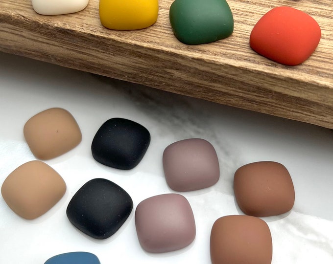 Clearance 12pcs Resin 15mm Square Flat Back Cabochon Cabochons Matte Color DIY Jewelry Making