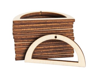 ALL SIZES BULK (12pc to 100pc) Unfinished Wood Laser Cutout Semicircle Semi Circle Frames Resin Macrame Earring Jewelry Blanks Charms Crafts