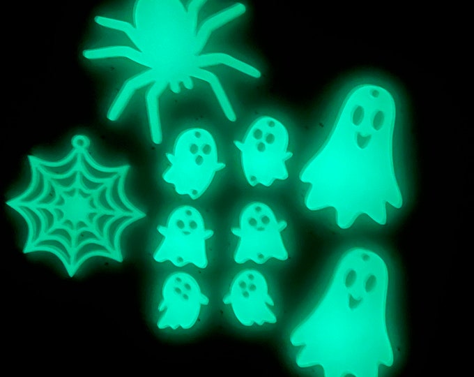 Glow in the Dark Stacked Ghost Trio, Ghost, Spider, Spider Web Halloween Earring  Acrylic Blanks, DIY Earrings, Earring Supplies
