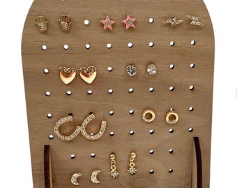 Lots of Colors! Wood or Acrylic Earring Holder, Organizers, Stud Card Holder