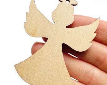 Laser Cut Angel with Halo, Unfinished Wood Craft Blanks