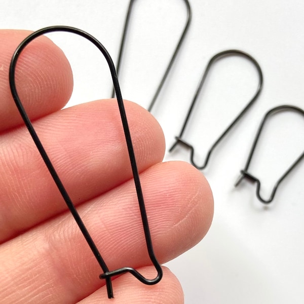 12 Stainless Steel Black Plated Kidney French Fish Hooks Hook Ear Wires Great for Wood Earrings Earring Jewelry Wires Making Craft
