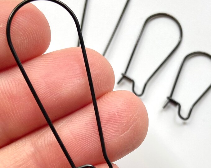 12 Stainless Steel Black Plated Kidney French Fish Hooks Hook Ear Wires Great for Wood Earrings Earring Jewelry Wires Making Craft