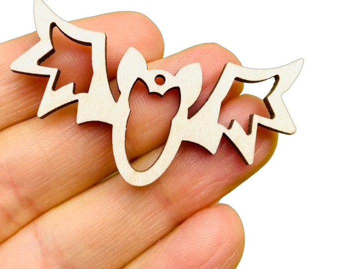 BULK (12pc to 100pc) Unfinished Wood Halloween Hollow Bat Bats Cutout Dangle Earring Jewelry Blanks Shape Crafts Charms