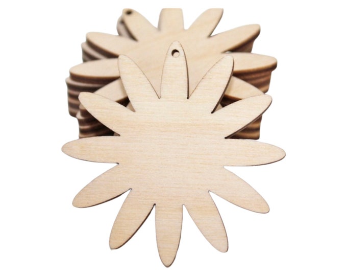 ALL SIZES BULK (12pc to 100pc) Unfinished Wood Laser Cutout Flower Sunflower Daisy Earring Earrings Jewelry Blanks Shape Craft Made in Texas