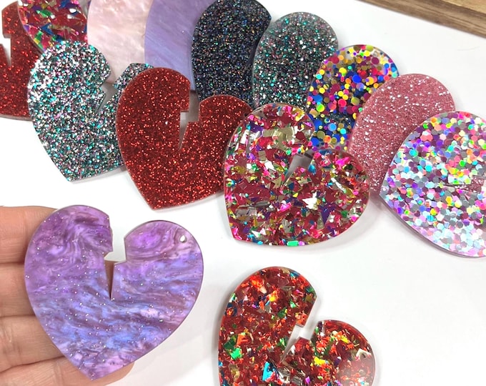 DIY Acrylic Thunderbolt Broken Heart Valentines Day Earring Making Blanks All Sizes/Colors/Quantities