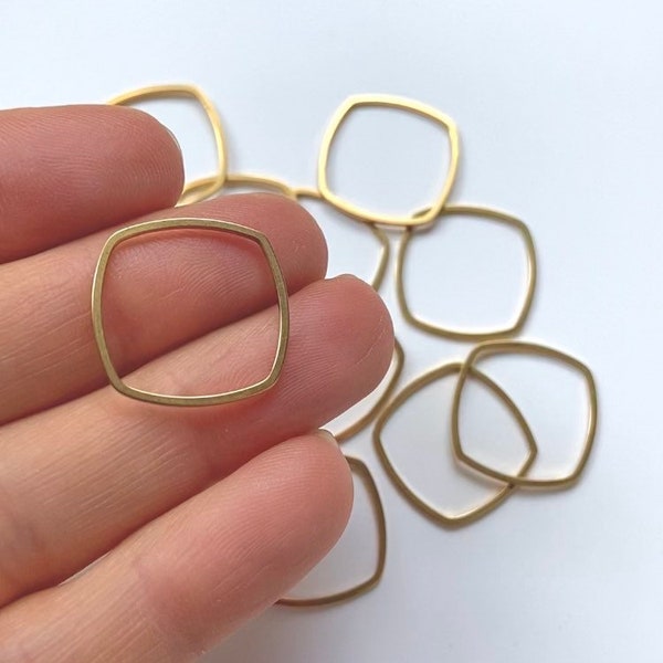 12 Stainless Steel Gold Hollow Rounded Square Hoops Geometric Frame Connector Links Earrings Necklace  Findings Jewelry Macrame Crafts