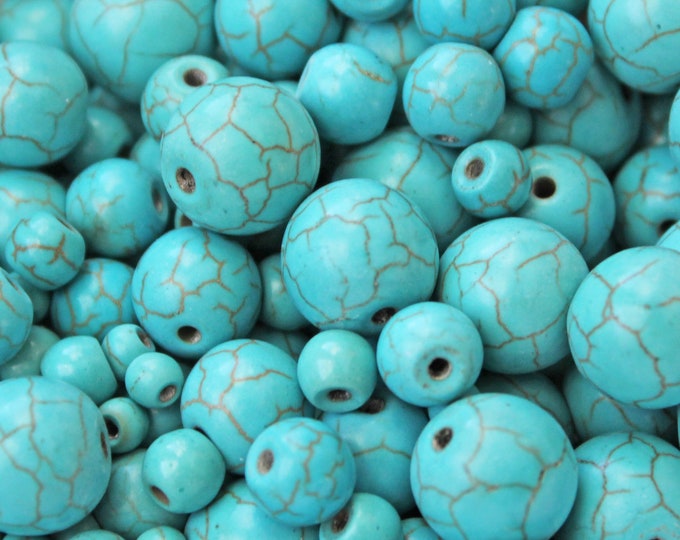 200+ Beads ALL SIZES Imitation Synthetic Turquoise Jewelry Making 4 6 8 10 12 mm Loose Stone Beads Necklace,Bracelet,Earrings Crafts