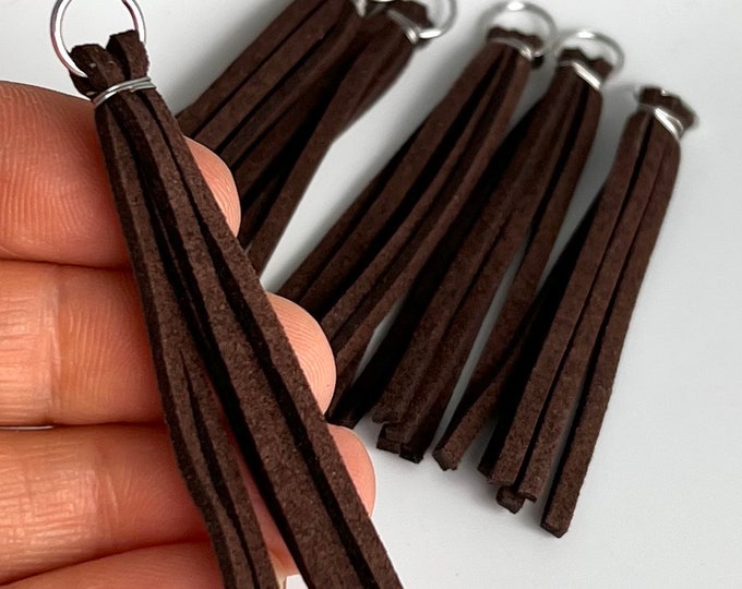 Clearance 24 Faux Imitation Brown Suede Tassel Tassels 2.75” w/Jump Rings Attached Great for DIY Crafts, Keychains and Dangle Earrings