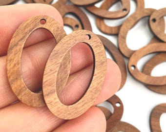 Clearance 20pcs Imperfect Lightweight Natural Wood 28mmx19mm Oval Hoop Hoops with Cutout Earring Earrings Charms Jewelry Making Crafts