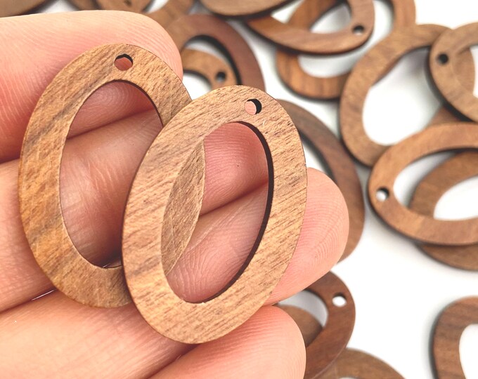 Clearance 20pcs Imperfect Lightweight Natural Wood 28mmx19mm Oval Hoop Hoops with Cutout Earring Earrings Charms Jewelry Making Crafts