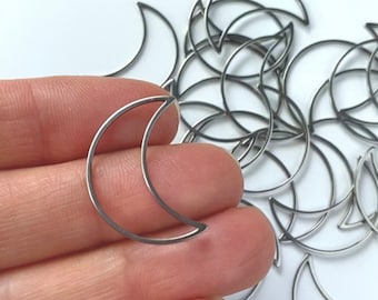 Clearance 20pcs Imperfect Stainless Steel Silver Moon Crescent Hoops Frame Frames Connector Links Charms Earrings Findings Jewelry