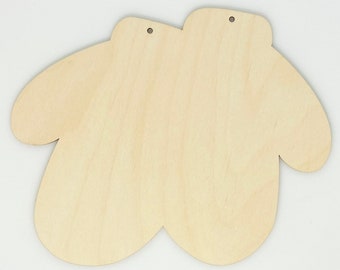 Christmas Double Mittens w/Hanging Hole Unfinished Wood Cutout DIY Crafts Door Wall Hanger ALL SIZES
