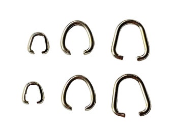 50 Pieces Stainless Steel Oval Shape Jump Rings, Pendant Bails, Pinch Bail Connectors, Necklace Bail 6mm 10mm 12mm