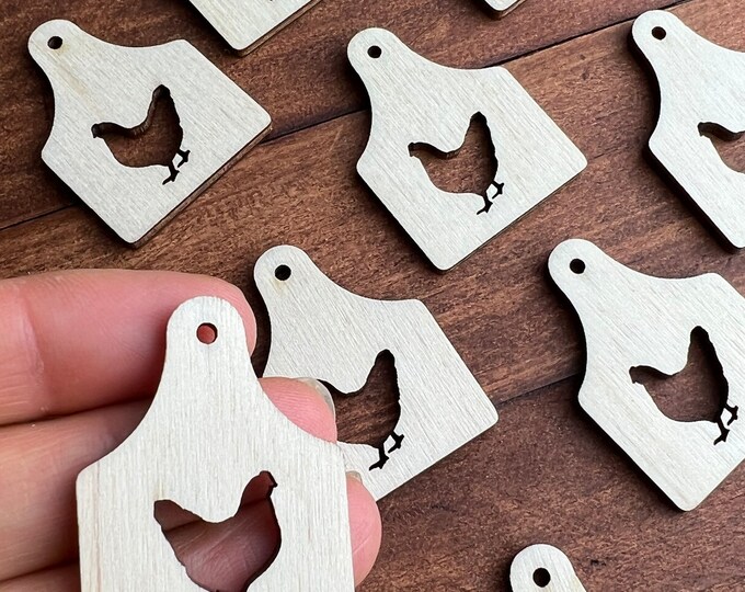 Unfinished Wood Cow Tag Chicken Cutout Wooden Earrings Jewelry Blanks Shape Crafts Made in Texas