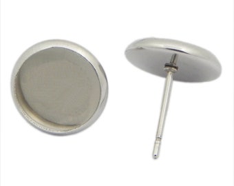 ALL SIZES 24pcs Stainless Steel Earring Studs Findings Cameo Settings Cabochon Glitter Epoxy Trays & Backs 6mm,8mm,10mm,12mm,14mm,16mm,18mm