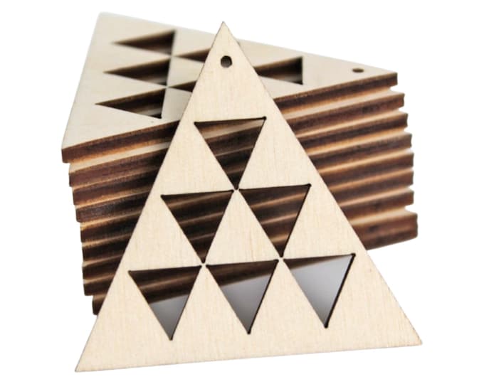ALL SIZES BULK (12pc to 100pc) Unfinished Wood Laser Cutout  Triangle Frames Dangle Earring Jewelry Blanks Charms Shape Crafts Made in Texas
