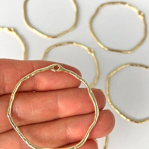 12 Pieces Gold or Silver Plated Earring Uneven Hoops with Connector Hole Jewelry Pendant Necklace Earring Making Connector Charm Choose Size