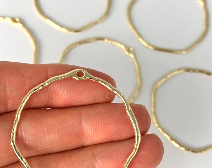 12 Pieces Gold or Silver Plated Earring Uneven Hoops with Connector Hole Jewelry Pendant Necklace Earring Making Connector Charm Choose Size
