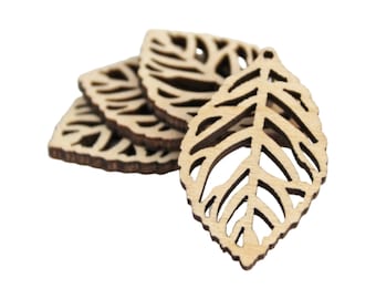 Bulk Unfinished Wood Leaf Earring Blanks, Laser Cut (12-100pc)