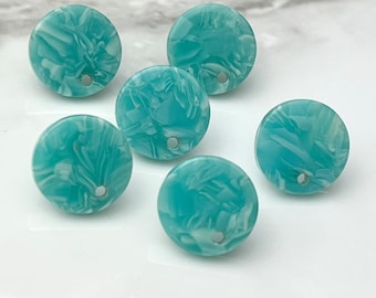 12 Acrylic 14mm Round Stud Post Blue and White Mix Earrings & Backs Connector Loop Holes Dangle Style Earring Findings Jewelry Making