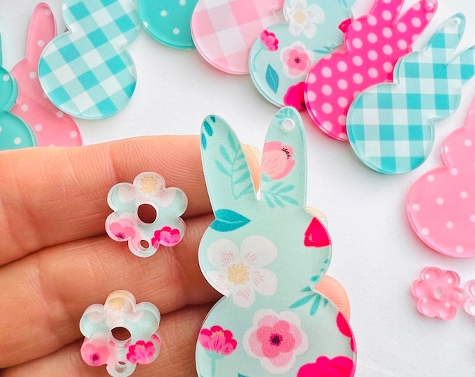 Colorful Easter Bunny Rabbit Peep 1.7" Acrylic Earring Blanks Cutout Earring Earrings Jewelry Blanks Crafts Made in Texas