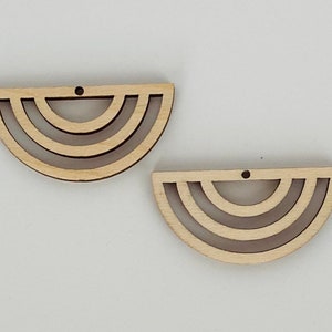 BULK (12pc to 100pc) Unfinished Wood Half Semi Circle Line Cutouts Earrings Jewelry Blanks Shape Crafts Macrame Resin Acrylic Texas Made
