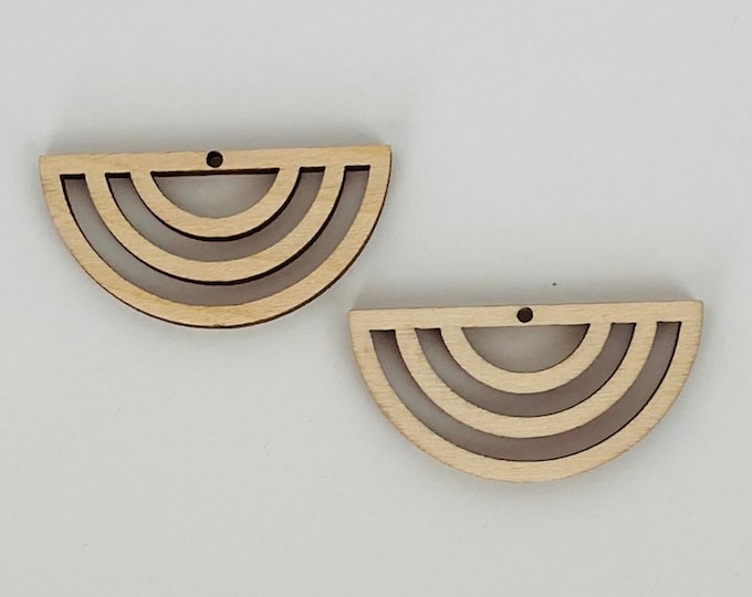 BULK (12pc to 100pc) Unfinished Wood Half Semi Circle Line Cutouts Earrings Jewelry Blanks Shape Crafts Macrame Resin Acrylic Texas Made