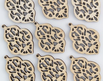 BULK (12pc to 100pc) Unfinished Wood Chandelier Scroll Cutout Hanging Dangle Earring Jewelry Blanks Shape Crafts Made in Texas