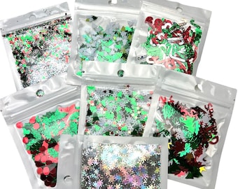 7 Pack Christmas Mixed Shapes Confetti- Xmas trees, Reindeer, Snowflakes, Candy Canes Table Scatter Decoration