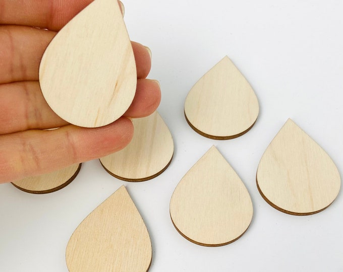 ALL SIZES BULK (12pc-100pc) Unfinished Wood Laser Cutout Solid Wide Teardrop Tear Drop Halloween Eyes Pumpkin Ghost Blanks Crafts Texas Made
