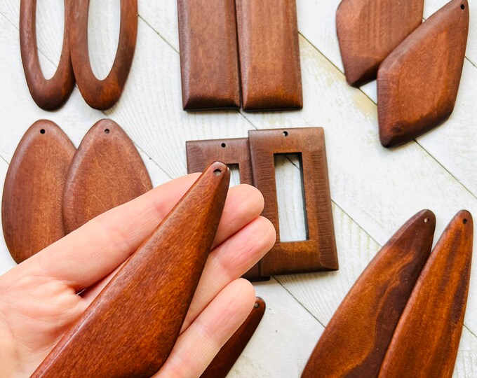 Clearance 6Pcs No Hooks DIY Make Your Own Bold Wood Earrings Bohemian Large Lightweight Wooden Earring Charms Jewelry Making Crafts