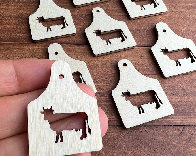 Unfinished Wood Wooden Cow Tag Cutout Earring Blanks Jewelry Blanks Shape Crafts Made in Texas